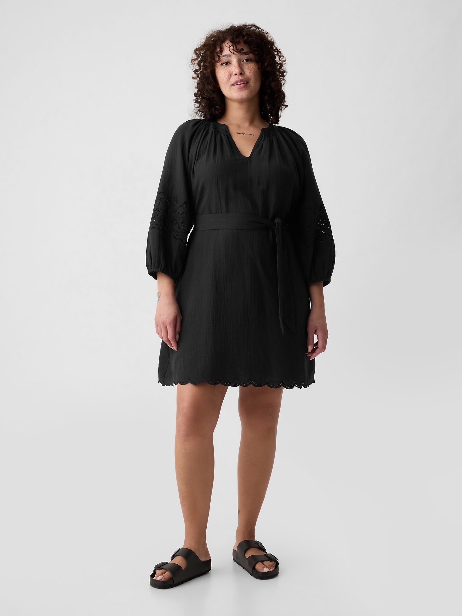 BILLOW SLEEVE MINI DRESS IN GOLDEN GAUZE Crinkle Gauze Mini Dress | Gap