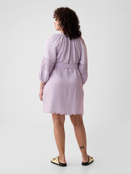 Image number 10 showing, Crinkle Gauze Embroidered Mini Dress