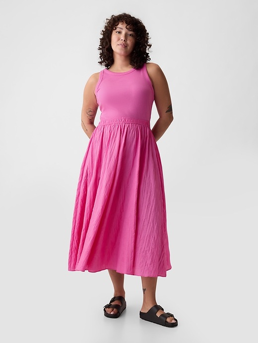 denim dress with sleeves midi Alma Denim Midi Dress – Teal Poppy