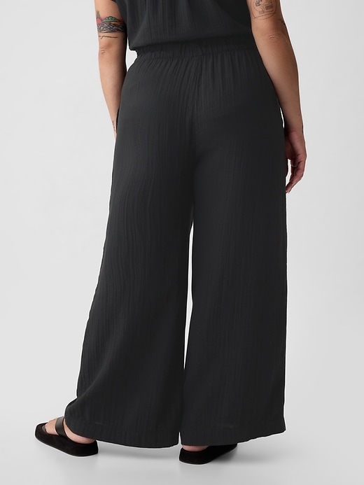 Image number 6 showing, Mid Rise Crinkle Gauze Wide-Leg Pants