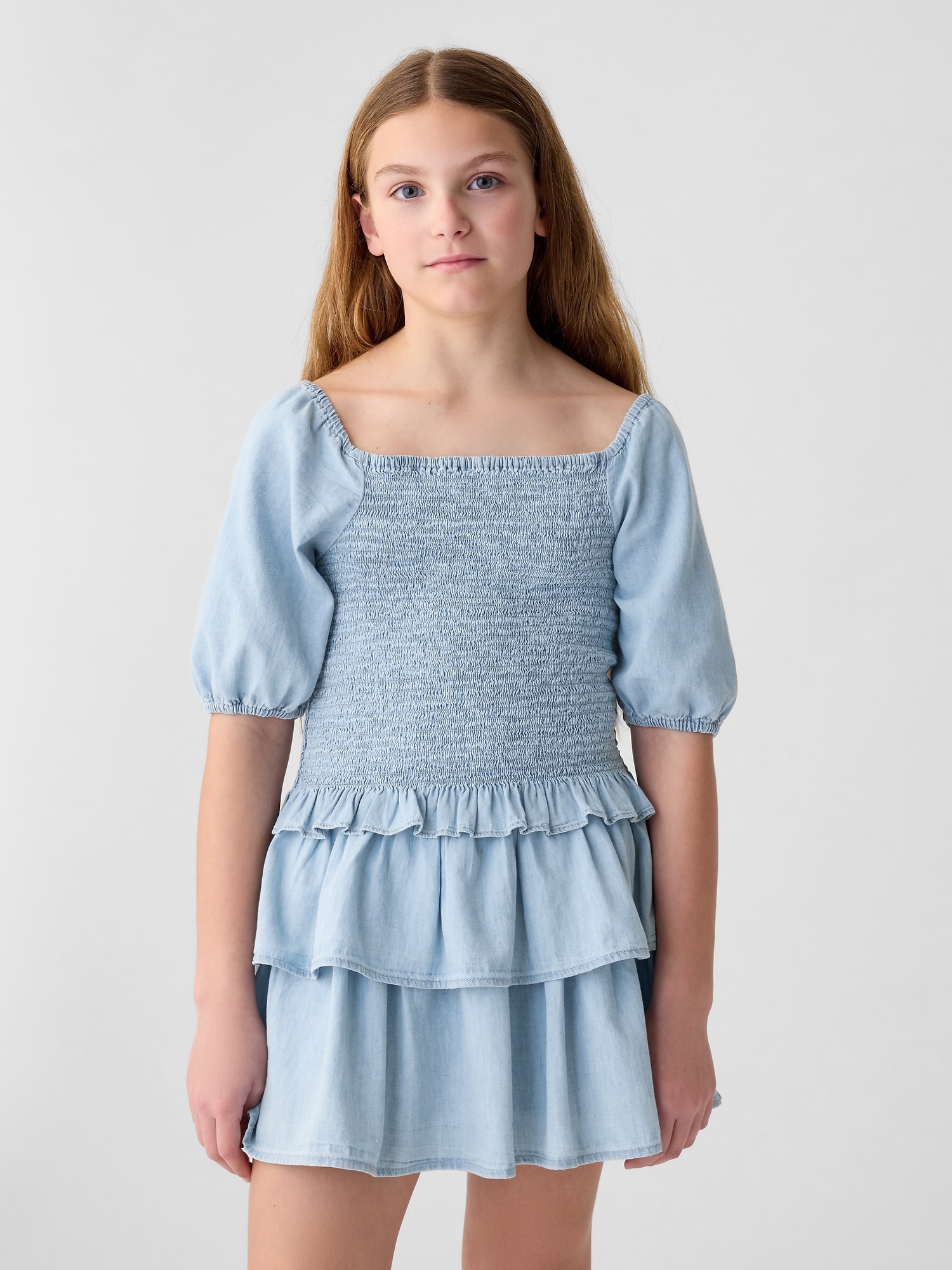 Kids Smocked Denim Top