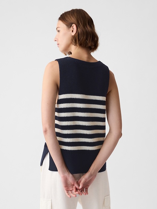2 of 8 showing, with the color navy ivory stripe of product Relaxed Sweater Vest