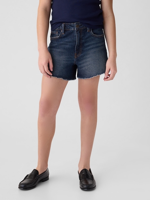 2 of 8 showing, with the color dark wash of product Kids High-Rise Denim Shorts