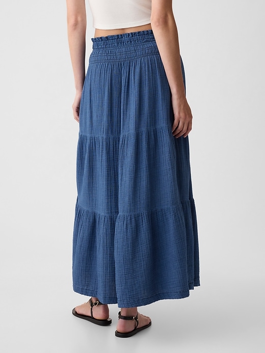 Image number 2 showing, Crinkle Gauze Denim Maxi Skirt