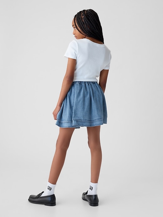 2 of 8 showing, with the color medium wash of product Kids Denim Skirt