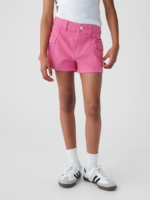 2 of 8 showing, with the color pink denim of product Kids High-Rise Denim Shorts