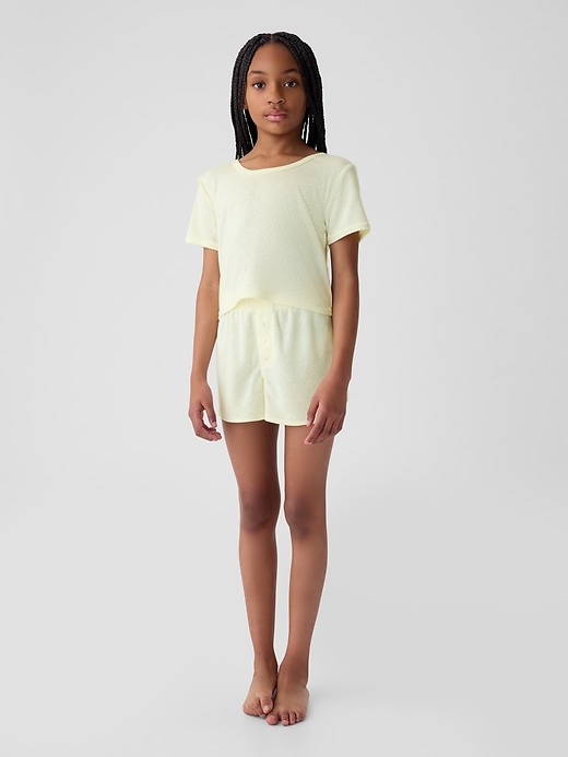 1 of 8 showing, with the color yellow coconut of product Kids Recycled PJ Set