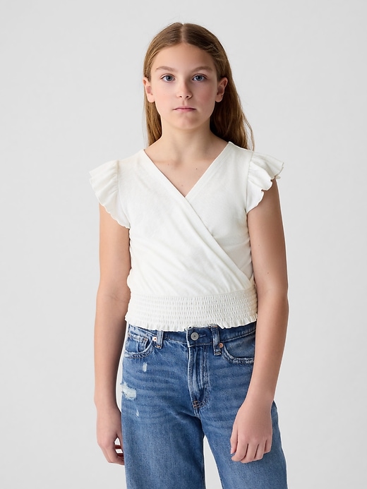 1 of 8 showing, with the color new off white of product Kids Wrap Top