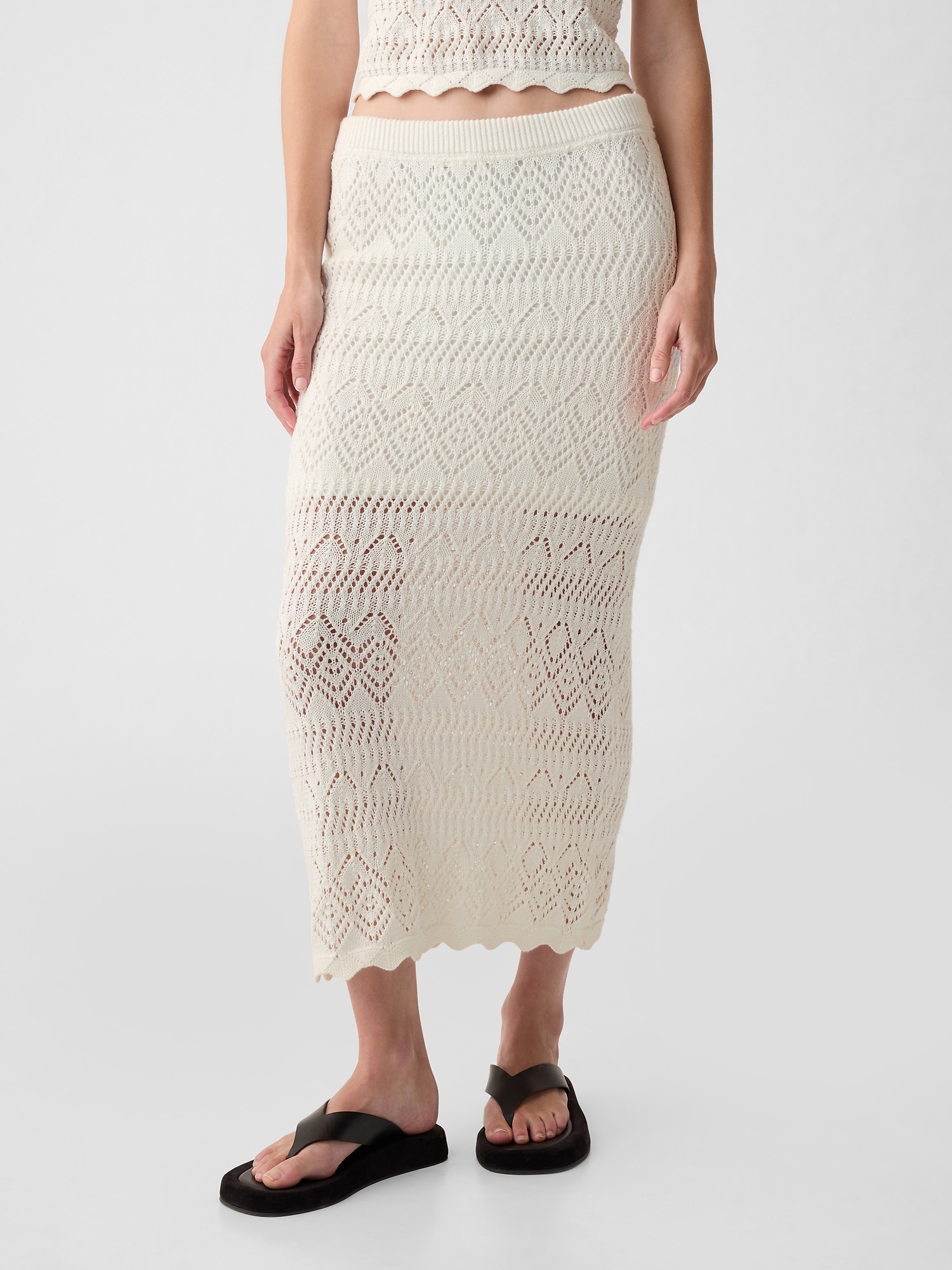 Shop Gap Crochet Pull-on Midi Skirt In Off White