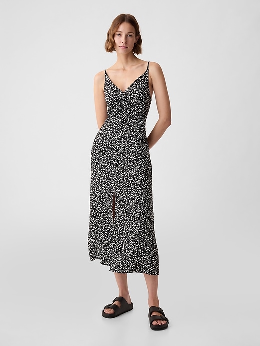 reina midi dress Miss Circle Reina Blue Cotton Poplin Drop Waist Corset Midi Dress S