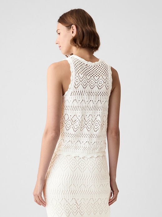 2 of 8 showing, with the color new off white of product Crochet Halter Tank Top