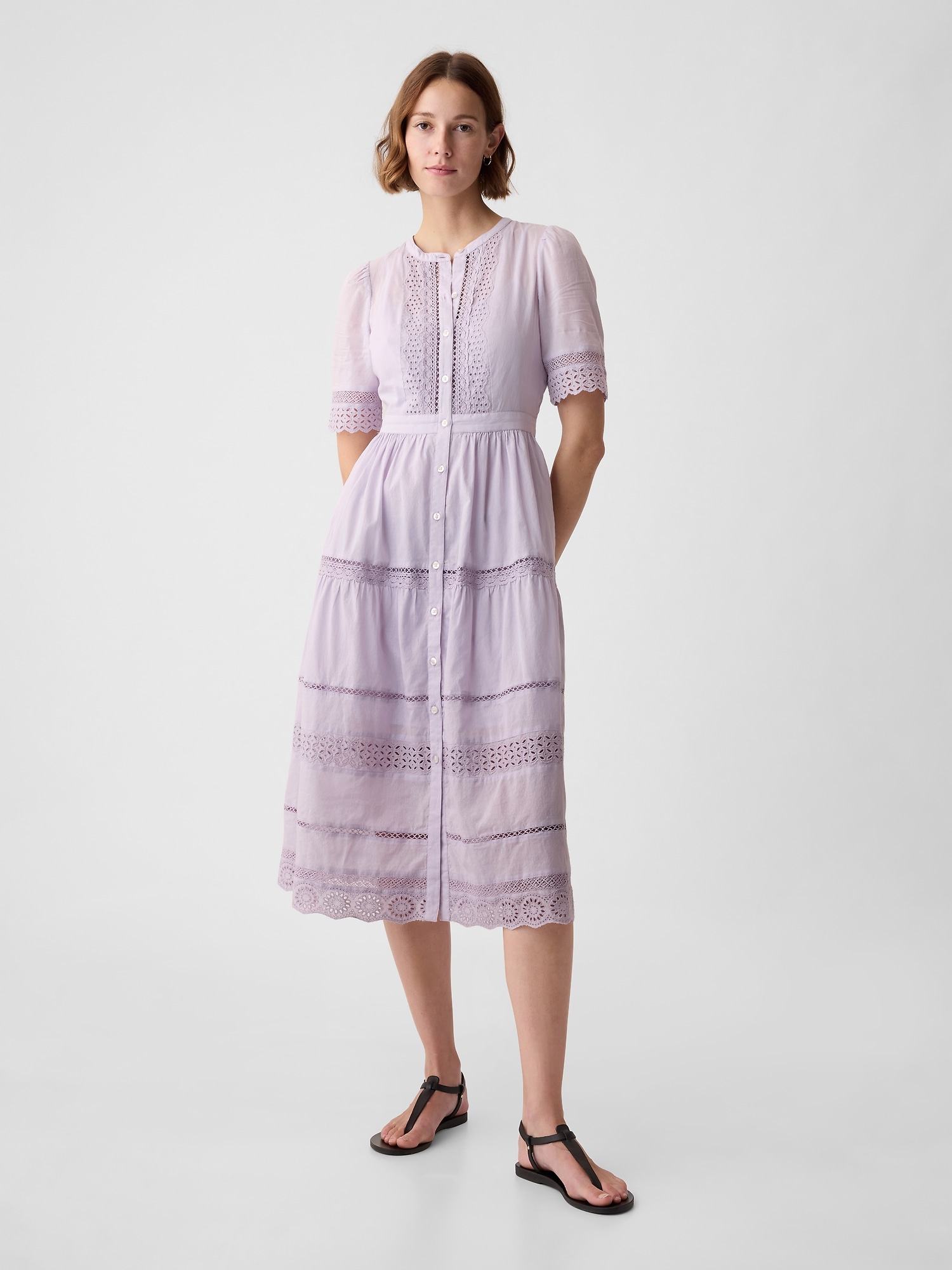 Gap Lace Midi Dress In Orchid Petal Purple