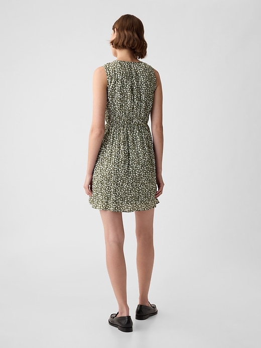 2 of 8 showing, with the color Olive green floral of product Textured Crinkle Empire Waist Mini Dress