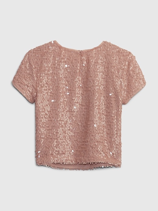 2 of 8 showing, with the color willow pink of product Kids Short Sleeve Sequin Top