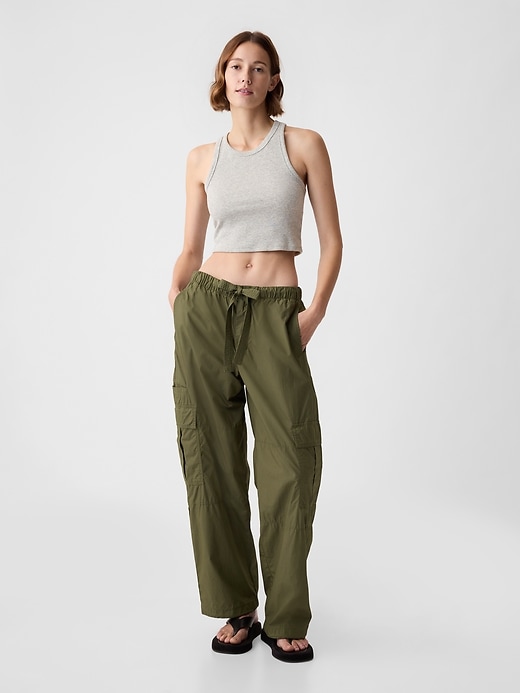 1 of 8 showing, with the color army jacket green of product Mid Rise Cargo Parachute Pants