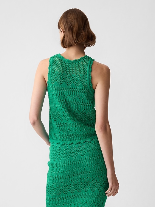 2 of 8 showing, with the color simply green of product Crochet Halter Tank Top
