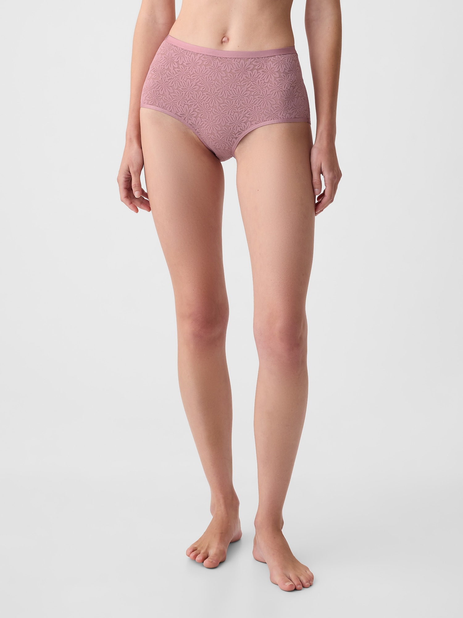Shop Gap High Rise Floral Lace Brief In Lilac Pink