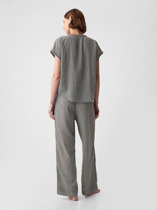 2 of 8 showing, with the color black gingham of product Crinkle Gauze Dolman PJ Top
