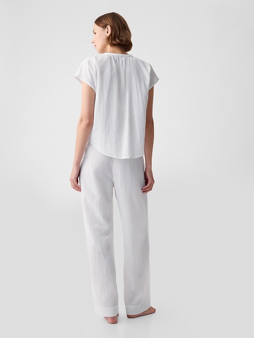 2 of 8 showing, with the color new off white of product Crinkle Gauze Dolman PJ Top