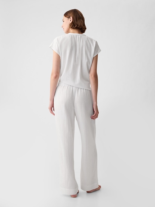 Image number 2 showing, Crinkle Gauze Wide-Leg PJ Pants