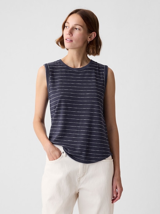 Image number 1 showing, Linen-Blend Tank Top