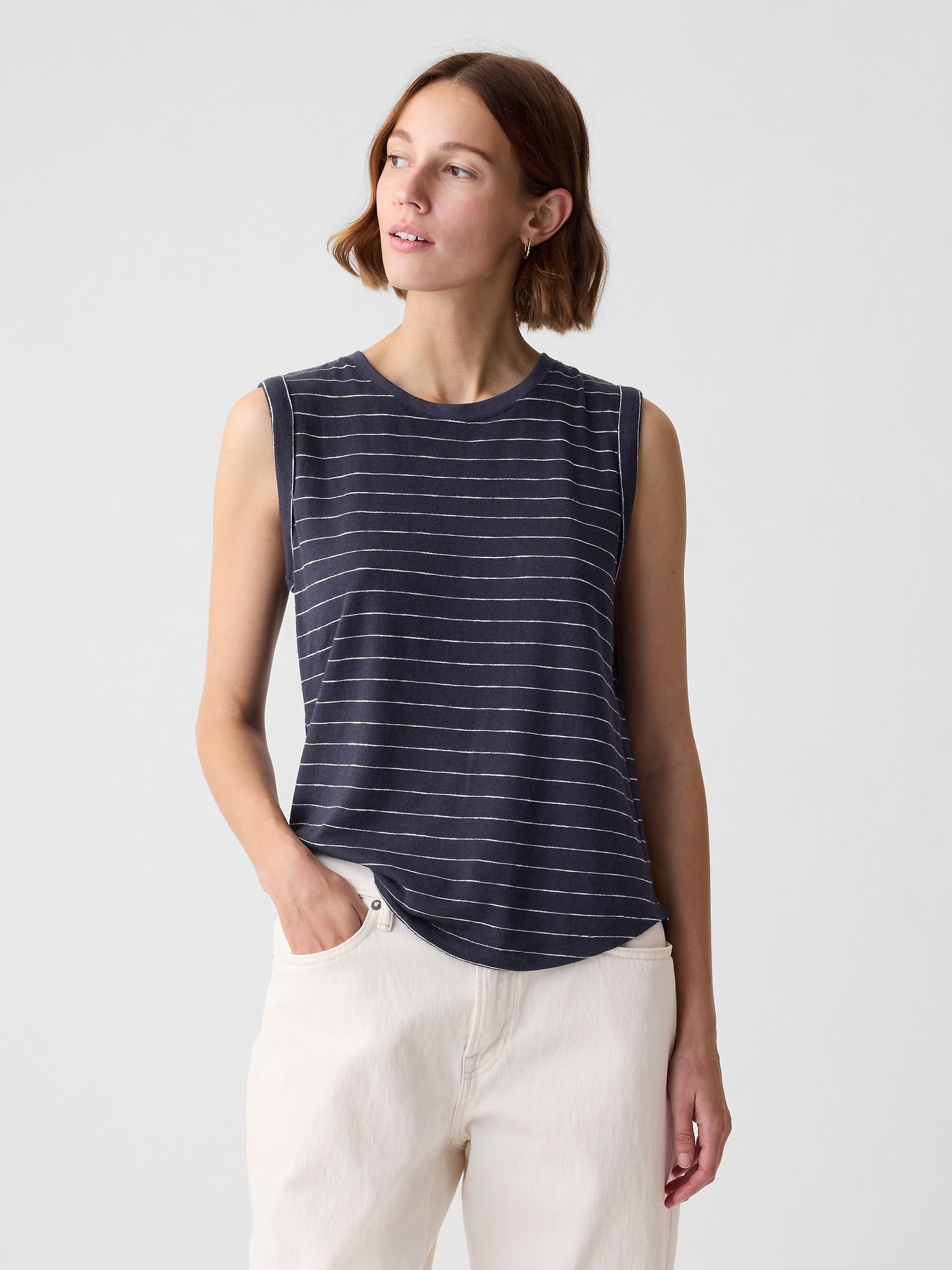 Linen-Blend Tank Top