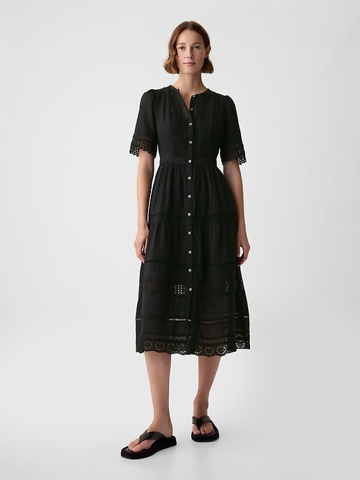1 of 8 showing, with the color black of product Lace Midi Dress