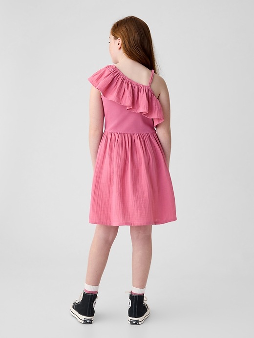 2 of 8 showing, with the color pink raspberry of product Kids Asymmetrical Dress