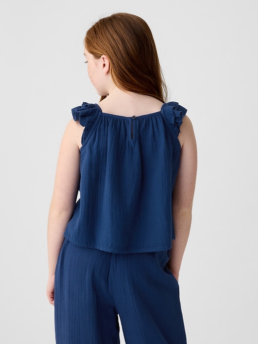 2 of 8 showing, with the color pangea blue of product Kids Crinkle Gauze Top