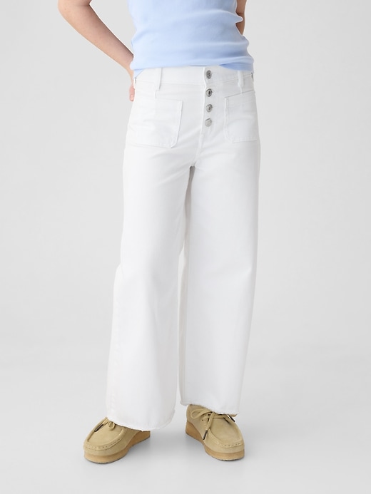 Image number 2 showing, Kids High Stride Wide-Leg Ankle Jeans