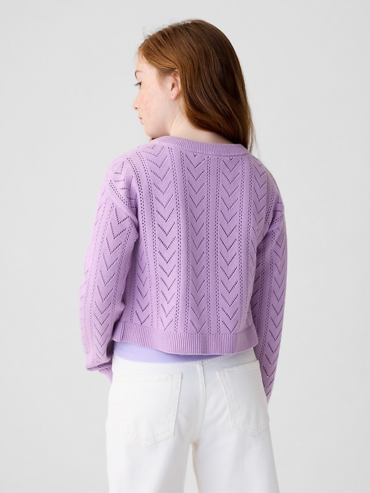 2 of 8 showing, with the color purple tune of product Kids Pointelle Sweater