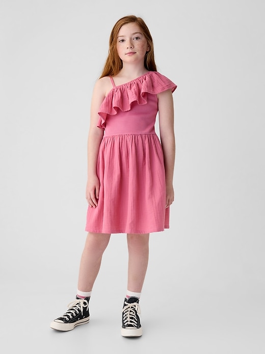 1 of 8 showing, with the color pink raspberry of product Kids Asymmetrical Dress