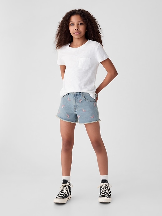 1 of 8 showing, with the color Medium wash of product Kids High Rise Denim Shorts