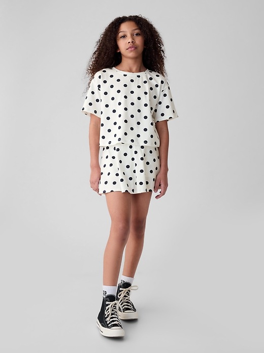 1 of 8 showing, with the color navy dots of product Kids Skort Outfit Set