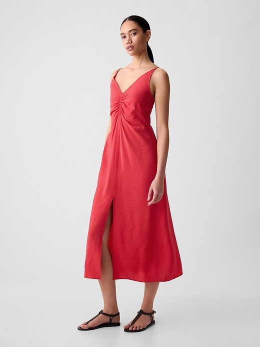 Image number 3 showing, Ruched Slip Midi Dress