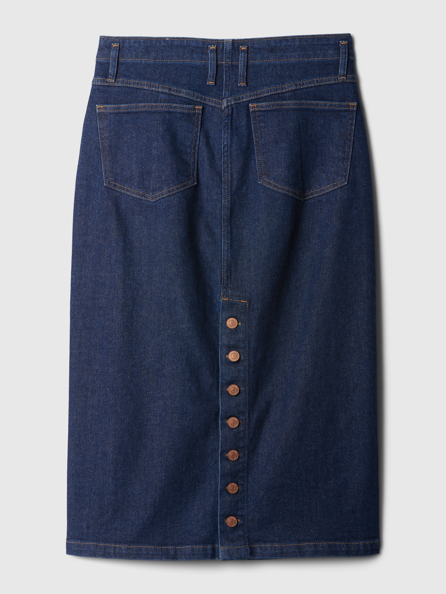 GapHeritage Button Back Denim Midi Pencil Skirt Gap