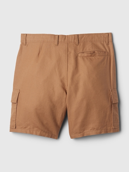 Image number 6 showing, 8" Linen-Cotton Cargo Shorts