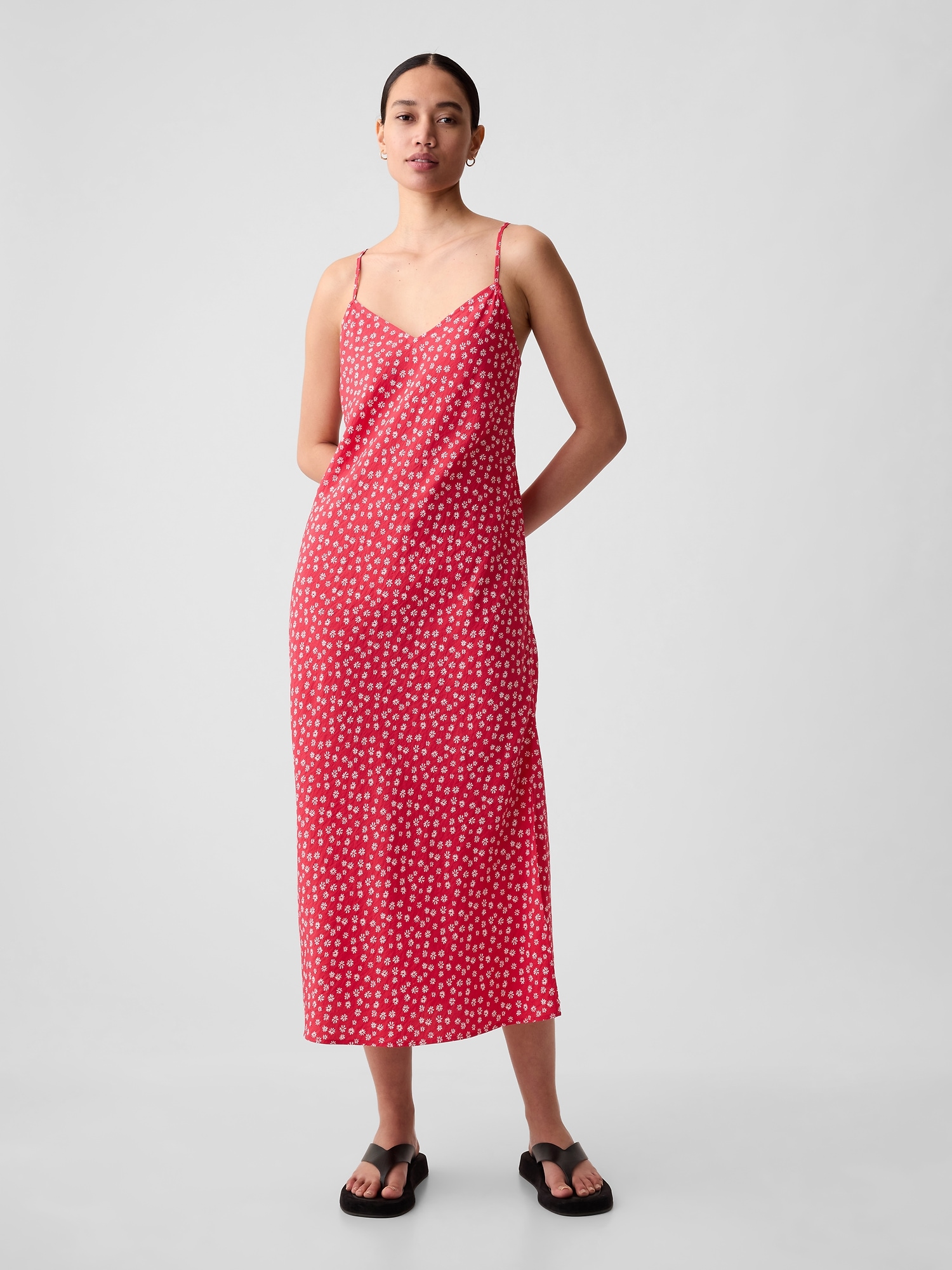 Shop Gap Slip Midi Dress In Red Floral Print