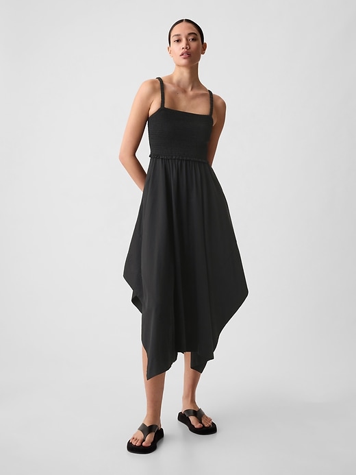 Image number 1 showing, Smocked Handkerchief Hem Midi Dress