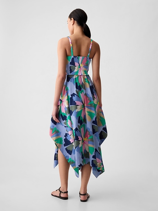 2 of 8 showing, with the color spring multi floral of product Smocked Handkerchief Hem Midi Dress