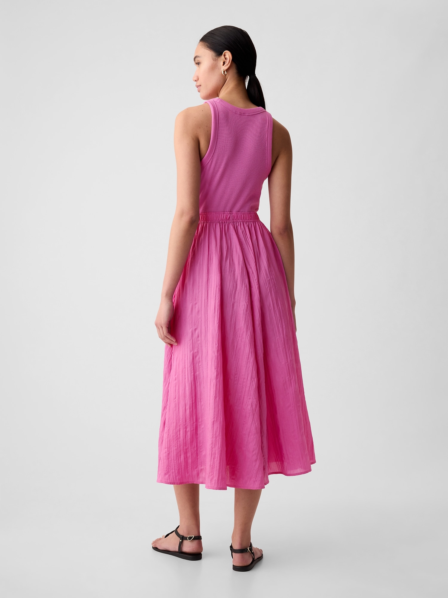 Textured Crinkle Midi Dress Gap