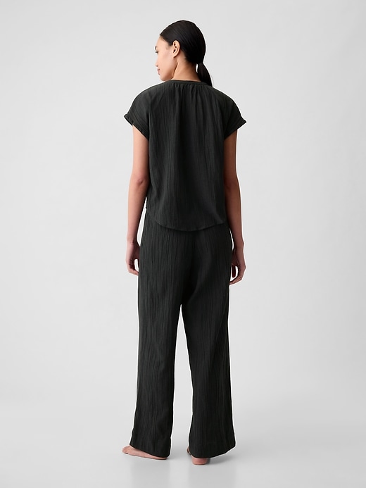 2 of 8 showing, with the color true black of product Crinkle Gauze Dolman PJ Top