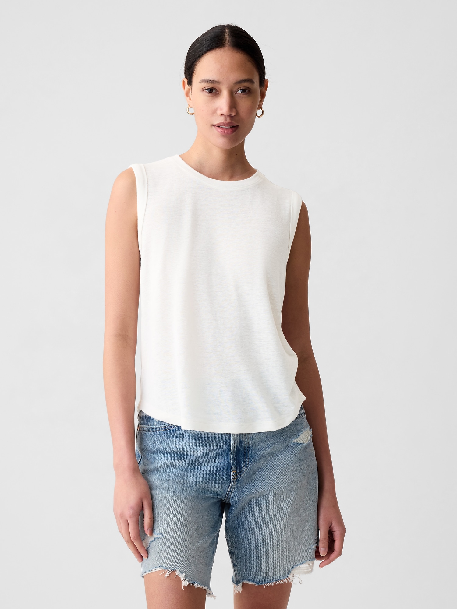 Linen-Blend Tank Top