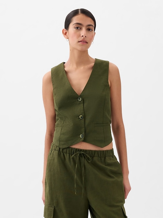 Image number 1 showing, Linen-Cotton Vest