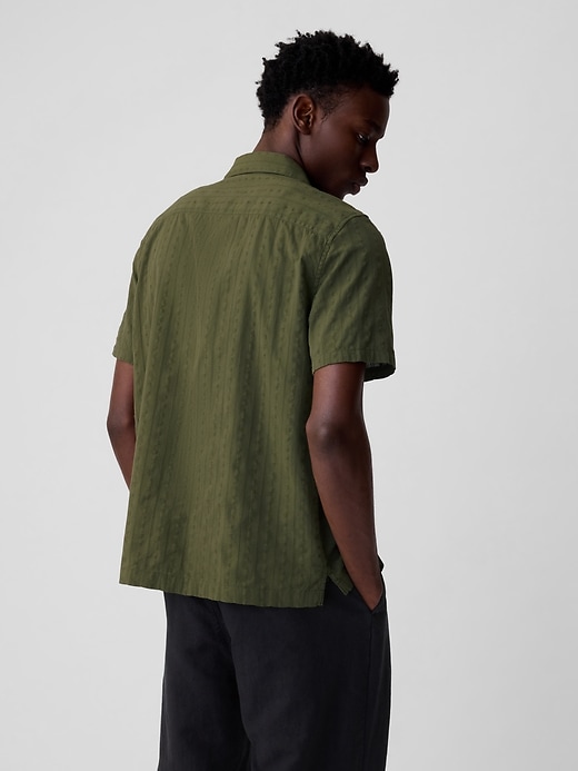 2 of 8 showing, with the color olive green of product Textured Shirt