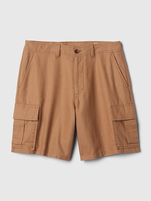 Image number 5 showing, 8" Linen-Cotton Cargo Shorts