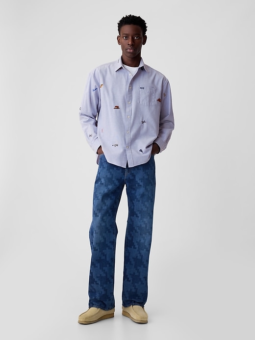 Gap ウエスタン ダウンシャツ(L) GAP ギャップ シャツ 無地 一番下のボタン糸が青色 ボタンダウン