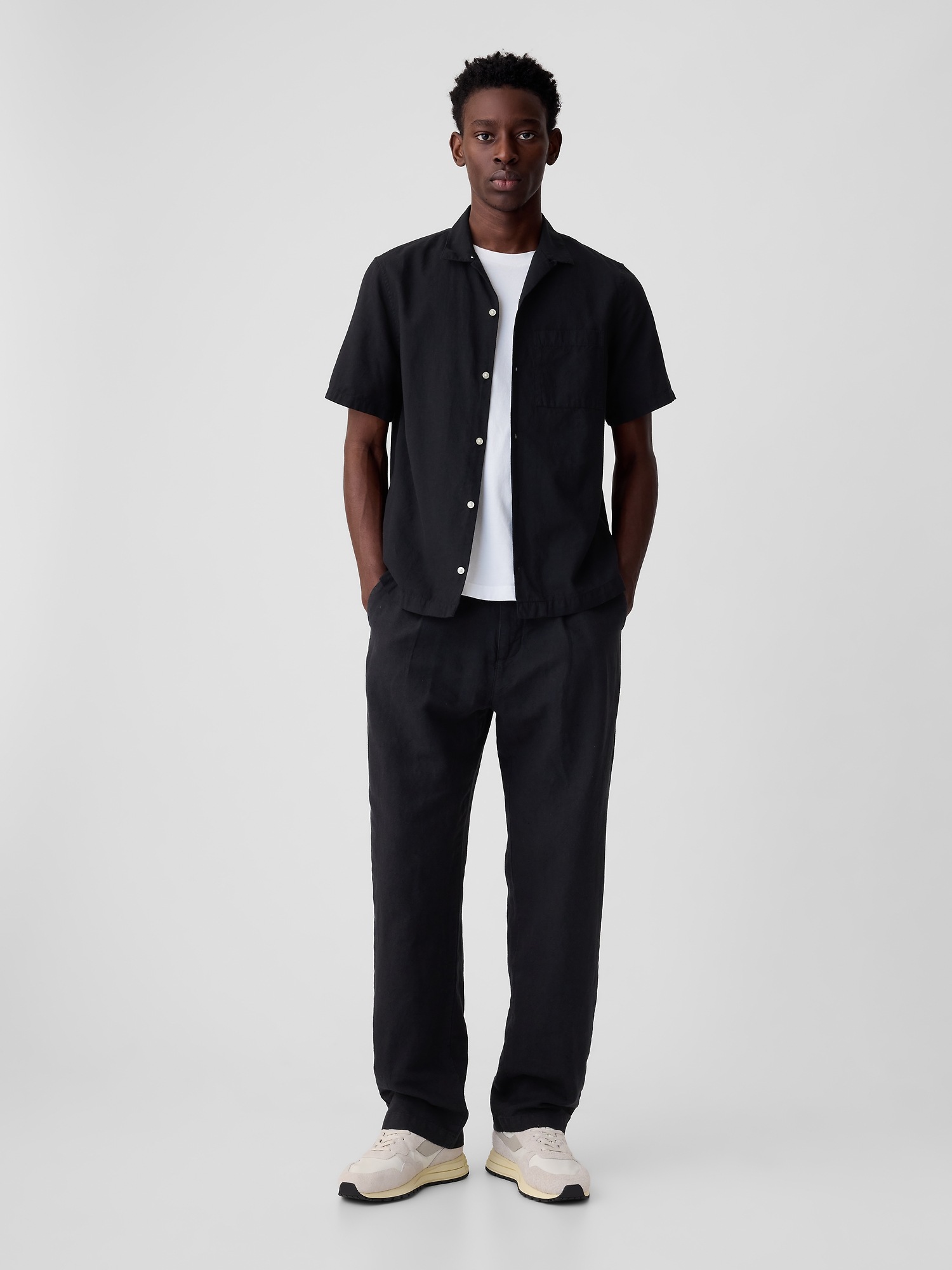 Linen Cotton Pleated Trousers Gap