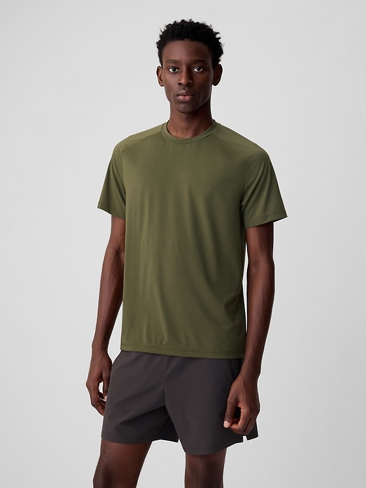 1 of 8 showing, with the color army jacket green of product GapFit Active T-Shirt