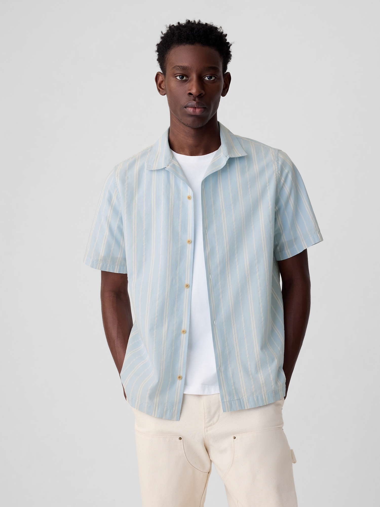 Gap Crinkle Gauze Shirt In Powder Blue Stripe